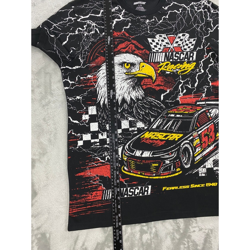 NASCAR 1948 Racing Eagle Lightning T-Shirt Men L Black RaceCar Checkered America - Picture 5 of 6